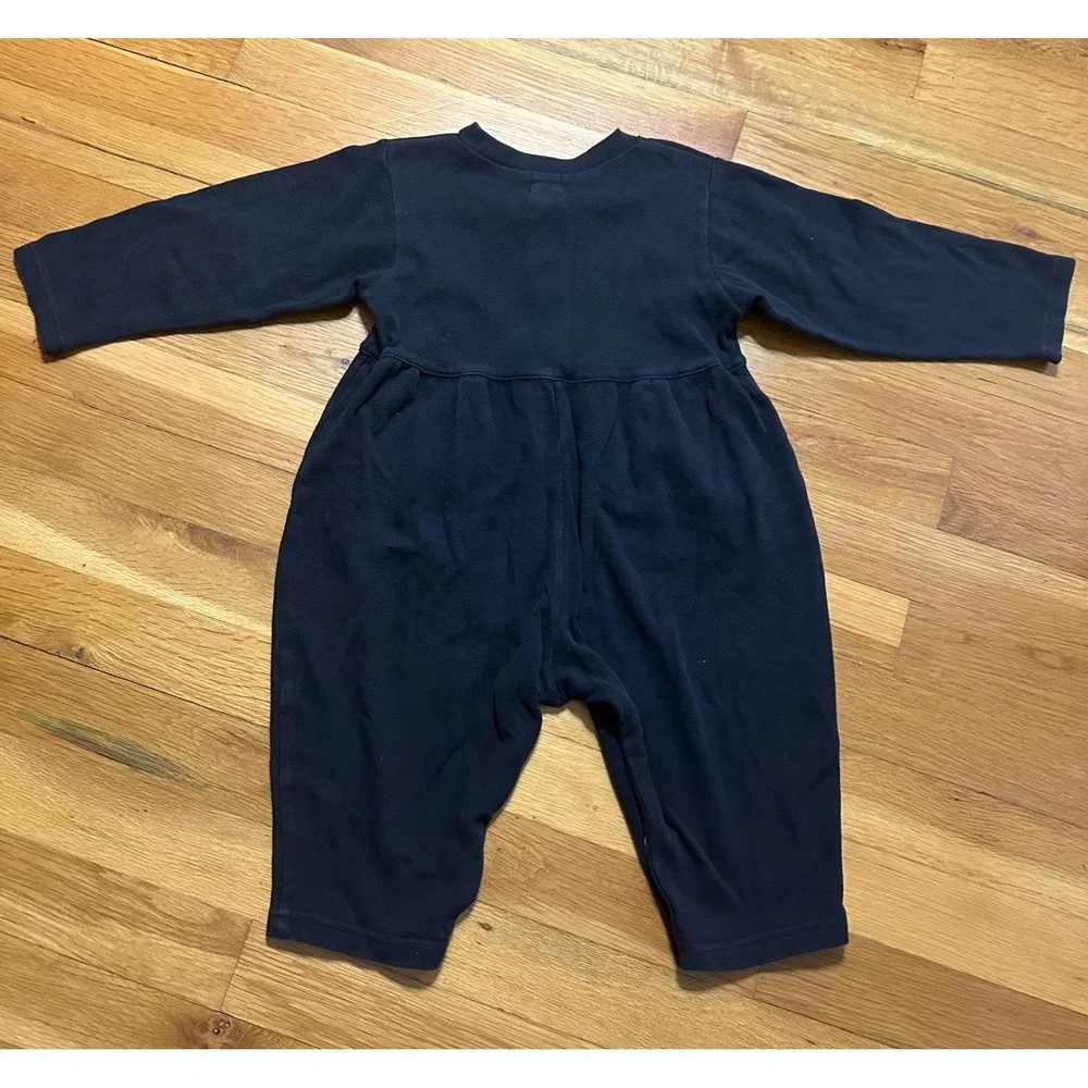 Vintage Baby Gap Black Floral Embroidered Romper Plaid Bows 18-24M Cotton XL